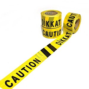 Dikkat Caution İkaz Bandı Emniyet Şeridi 75mmx250m Sarı Siyah İkaz Şeridi Caution