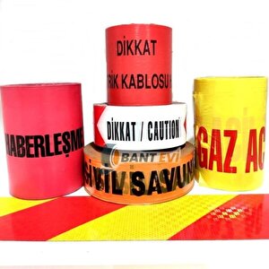 Dikkat Caution İkaz Bandı Emniyet Şeridi 75mmx250m Sarı Siyah İkaz Şeridi Caution