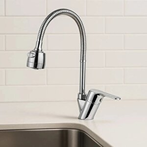 Spiralli Mutfak Bataryası Çift Su Girişli Mutfak Muslukğu