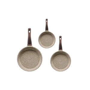 Oms 3727 Fry Pan Döküm Granit 3 Parça Tava Seti Kumbeji 20-24-28 Cm