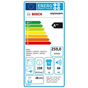 WQG24100TR 9 kg Çamaşır Kurutma Makinesi