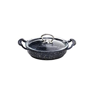 Oms Döküm Granit 4 Parça Kapaklı Sahan Set 18-22 Cm Siyah