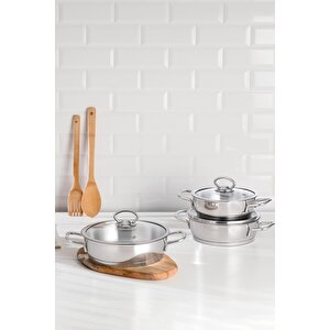Silver 6 Parça Paslanmaz Çelik Sahan Seti (16-18-20 Cm)