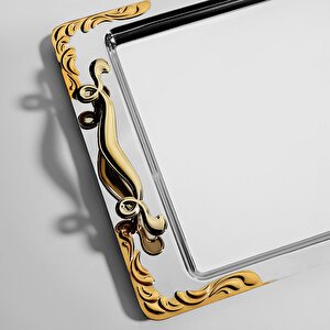 Lalezar Altın Paslanmaz Çelik Tepsi Çay Tepsisi - Servis Tepsisi