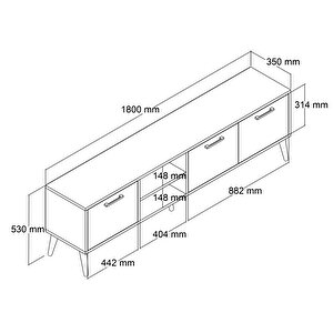 1581 Exxen 180 Cm (ahşap Ayakli) Tv Üni̇tesi̇ Hat-antrasi̇t