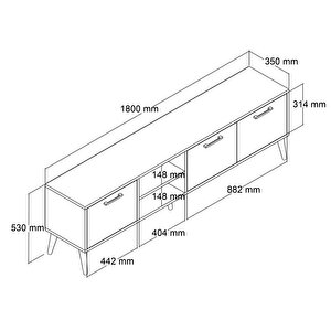 1581 Exxen 180 Cm (ahşap Ayakli) Tv Üni̇tesi̇ Ürgüp-Antrasi̇t