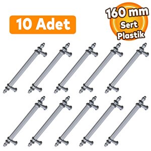 Polavit 160 Mm (sert Plasti̇k) Gri Mobilya Çekmece Mutfak Dolap Dolabı Kulpu Kulbu Kulpları (10 Adet)