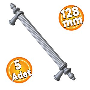 Polavit Çekmece Mutfak Dolap Kapak Kulpu Kulbu 128 Mm Gri Sert Plastik Kulp (5 Adet)