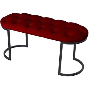Elisse Bordo Model- Oval Metal Ayak 100 Cm Bench&koltuk&puf-yatak Odasi Önü&ucu Puff&oturak Bordo