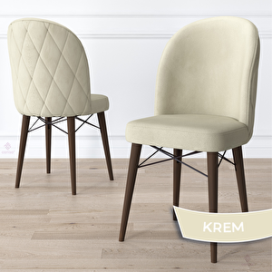 Rut Serisi 80x132 Açılabilir Barok Ahşap Desen Mutfak Masası Takımı Ve 4 Krem Sandalye