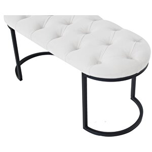 Elisse Beyaz Model- Oval Metal Ayak 100 Cm Bench&koltuk&puf-yatak Odasi Önü&ucu Puff&oturak