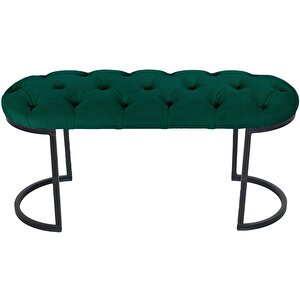 Elisse Yeşi̇l Model- Oval Metal Ayak 100 Cm Bench&koltuk&puf-yatak Odasi Önü&ucu Puff&oturak Yeşil