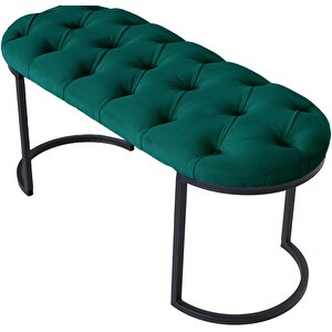 Elisse Yeşi̇l Model- Oval Metal Ayak 100 Cm Bench&koltuk&puf-yatak Odasi Önü&ucu Puff&oturak