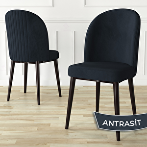 Roe Serisi 80x132 Açılabilir Barok Ahşap Desen Mutfak Masası Takımı Ve 4 Antrasit Sandalye Ve 1 Bench