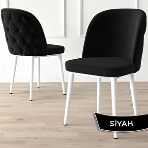 Jae Serisi 80x132 Açılabilir Beyaz Mermer Desen Mutfak Masası Takımı Ve 6 Siyah Sandalye