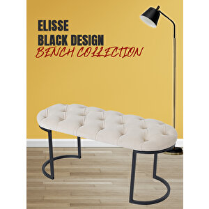 Elisse Krem Model- Oval Metal Ayak 100 Cm Bench&koltuk&puf-yatak Odasi Önü&ucu Puff&oturak Krem