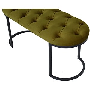 Elisse Hardal Sari Model- Oval Metal Ayak 100 Cm Bench&koltuk&puf-yatak Odasi Önü&ucu Puff&oturak