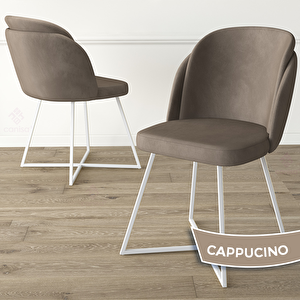 Oga Serisi 80x132 Açılabilir Beyaz Mermer Desen Mutfak Masası Takımı Ve 4 Cappucino Sandalye