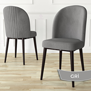 Roe Serisi 80x132 Açılabilir Barok Ahşap Desen Mutfak Masası Takımı Ve 4 Gri Sandalye Ve 1 Bench