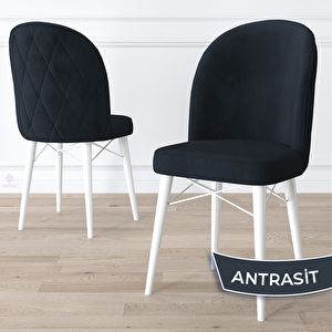 Rut Serisi 80x132 Açılabilir Beyaz Mermer Desen Mutfak Masası Takımı Ve 4 Antrasit Sandalye