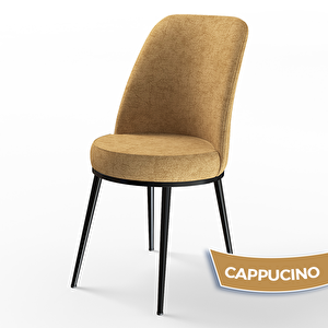 Tor Serisi Yuvarlak Siyah Mermer Desen Mutfak Masası Takımı Ve 2 Cappucino Sandalye Cappucino