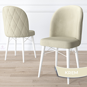 Rut Serisi 80x132 Açılabilir Beyaz Mermer Desen Mutfak Masası Takımı Ve 6 Krem Sandalye