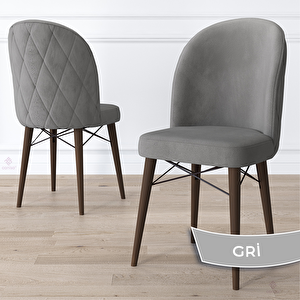 Rut Serisi 80x132 Açılabilir Barok Ahşap Desen Mutfak Masası Takımı Ve 6 Gri Sandalye
