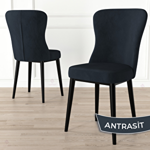 Due Serisi 80x132 Açılabilir Siyah Mermer Desen Mutfak Masası Takımı Ve 4 Antrasit Sandalye Ve 1 Bench