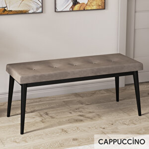 Roe Serisi 80x132 Açılabilir Siyah Mermer Desen Mutfak Masası Takımı Ve 4 Cappucino Sandalye Ve 1 Bench