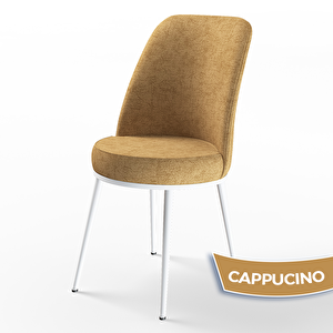 Tor Serisi Yuvarlak Beyaz Mermer Desen Mutfak Masası Takımı Ve 2 Cappucino Sandalye Cappucino