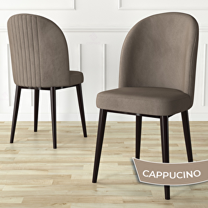 Roe Serisi 80x132 Açılabilir Barok Ahşap Desen Mutfak Masası Takımı Ve 4 Cappucino Sandalye Ve 1 Bench