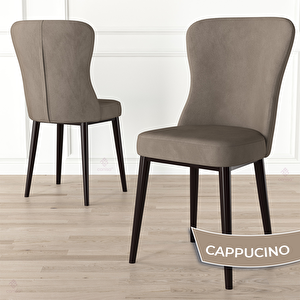 Due Serisi 80x132 Açılabilir Barok Ahşap Desen Mutfak Masası Takımı Ve 4 Cappucino Sandalye Ve 1 Bench
