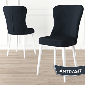 Due Serisi 80x132 Açılabilir Beyaz Mutfak Masası Takımı Ve 4 Antrasit Sandalye Ve 1 Bench