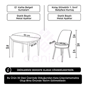 Kea Serisi Yuvarlak Beyaz Mutfak Masası Takımı Ve 4 Cappucino Sandalye