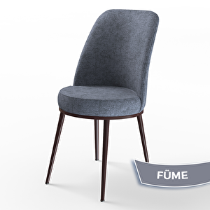 Tor Serisi Yuvarlak Barok Ahşap Desen Mutfak Masası Takımı Ve 2 Füme Sandalye Füme