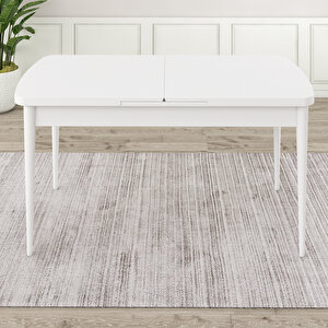 Jae Serisi 80x132 Açılabilir Beyaz Mutfak Masası Takımı Ve 4 Krem Sandalye Krem