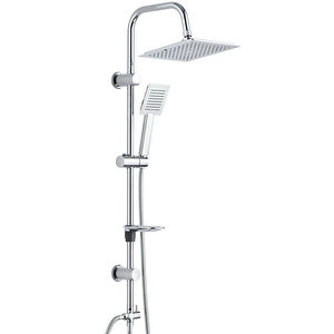 Eca Tiera Banyo Bataryası+t-may Banyo Çam Kare Tepe Duş Takımı Seti Paslanmaz Krom