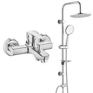 Eca Star Banyo Bataryası+t-may Banyo Bostan Oval Tepe Duş Takımı Seti Paslanmaz Krom