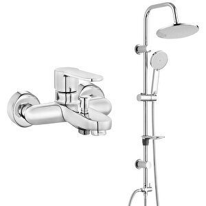 Eca Nita Banyo Bataryası+t-may Banyo Lidya Oval Tepe Duş Takımı Seti Paslanmaz Krom