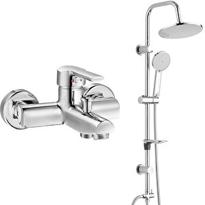 Eca Delta Banyo Bataryası+t-may Banyo Lidya Oval Tepe Duş Takımı Seti Paslanmaz Krom