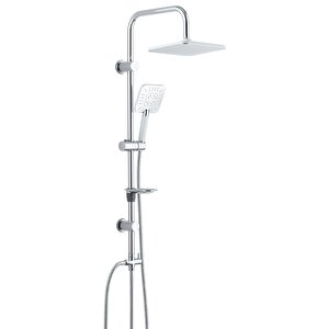 Eca Luna Banyo Bataryası+t-may Banyo Çamlıca Kare Tepe Duş Takımı Seti Paslanmaz Krom