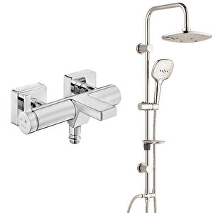 Eca Purity Banyo Bataryası+t-may Banyo Ayvacık Elips Tepe Duş Takımı Seti Paslanmaz Krom