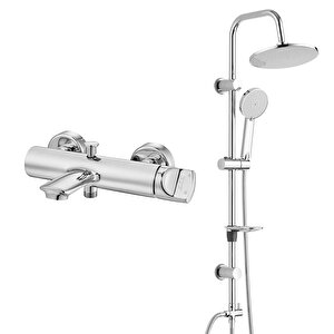 Eca Myra Banyo Bataryası+t-may Banyo Lidya Oval Tepe Duş Takımı Seti Paslanmaz Krom