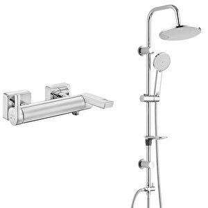 Eca İcon Banyo Bataryası+t-may Banyo Lidya Oval Tepe Duş Takımı Seti Paslanmaz Krom