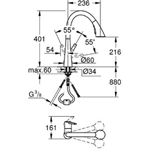 Grohe Zedra Tek Kumandalı Eviye Bataryası 32294002