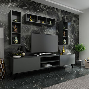 İdeal Tv Ünitesi + Duvar Rafı Q7006-4 Antrasit