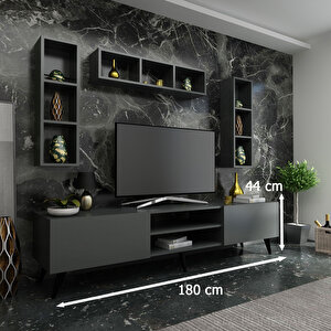 İdeal Tv Ünitesi + Duvar Rafı Q7006-4 Antrasit