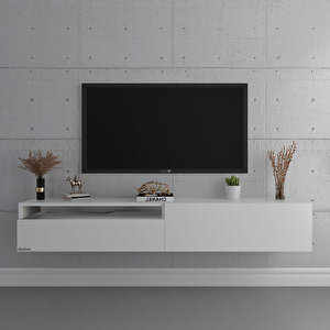 Duvara Monte Tv Sehpası Beyaz S6110-1