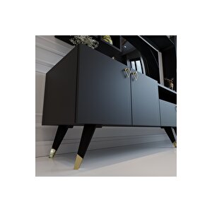 Modern Tv Sehpasi Gold Üçgen Kulp Kepli̇ Q8024-4 Antrasi̇t