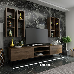 İdeal Tv Ünitesi + Duvar Rafı  Q7001-2 Ceviz